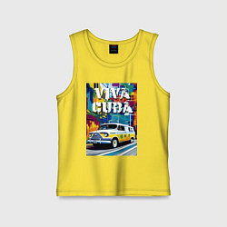 Майка детская хлопок Viva Cuba - car - retro, цвет: желтый