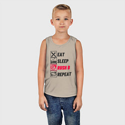 Майка детская хлопок Eat sleep rush b repeat, цвет: миндальный — фото 2