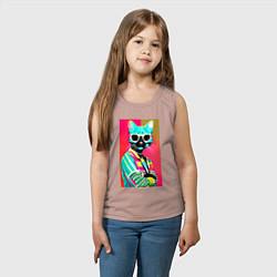Майка детская хлопок Cat in sunglasses - pop art, цвет: пыльно-розовый — фото 2