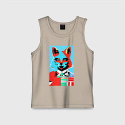 Майка детская хлопок Морда лисы - поп-арт - нейросеть, цвет: миндальный