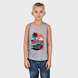 Майка детская хлопок Автомобиль на пляже, цвет: меланж — фото 2