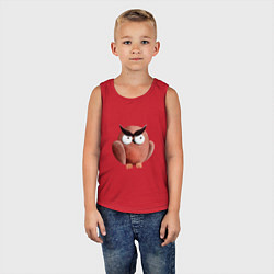 Майка детская хлопок Сердитая сова с круглыми глазами, цвет: красный — фото 2