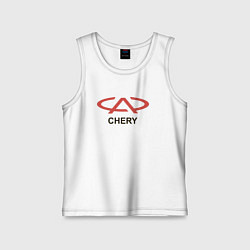 Майка детская хлопок Chery Logo, цвет: белый