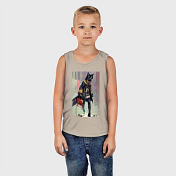 Майка детская хлопок Чёрная кисуля - городская модница - живопись, цвет: миндальный — фото 2