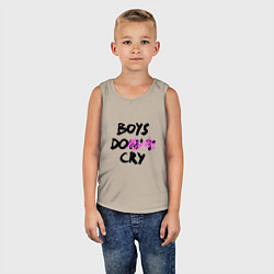 Майка детская хлопок Boys dont cry, цвет: миндальный — фото 2