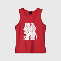 Майка детская хлопок Skibidi Toilet Cameraman and Speakerman, цвет: красный