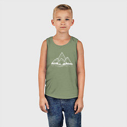 Майка детская хлопок Лес и горы минимализм, цвет: авокадо — фото 2