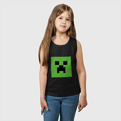 Майка детская хлопок Minecraft creeper face, цвет: черный — фото 2