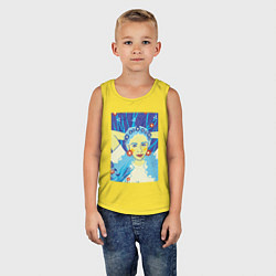 Майка детская хлопок Девушка с голубыми волосами в цветочном венке, цвет: желтый — фото 2