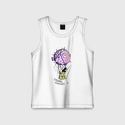 Детская майка Воздушный шар из рыбы фугу и рыбак с удочкой