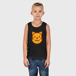 Майка детская хлопок Оранжевый котик счастлив, цвет: черный — фото 2