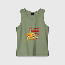 Майка детская хлопок Тыква с кофе, цвет: авокадо