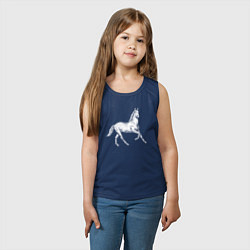 Майка детская хлопок Белая лошадь на скаку, цвет: тёмно-синий — фото 2
