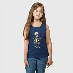 Майка детская хлопок Улыбающийся скелет, цвет: тёмно-синий — фото 2