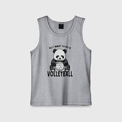 Майка детская хлопок Panda volleyball, цвет: меланж