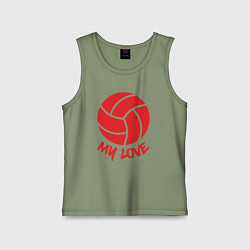 Майка детская хлопок Volleyball my love, цвет: авокадо