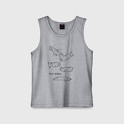 Майка детская хлопок Not today спящие коты, цвет: меланж