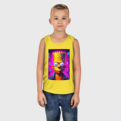 Майка детская хлопок Портрет Барта Симпсона - киберпанк, цвет: желтый — фото 2