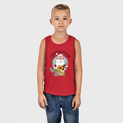 Майка детская хлопок Дед Мороз с балалайкой, цвет: красный — фото 2