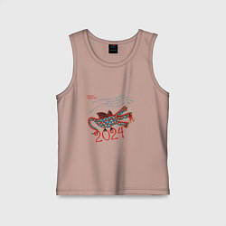 Майка детская хлопок Новый год с русским драконом, цвет: пыльно-розовый