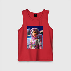 Майка детская хлопок Барби - крутой космонавт, цвет: красный