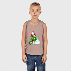 Майка детская хлопок Дед мороз и дракон, цвет: пыльно-розовый — фото 2