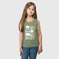 Майка детская хлопок Еда сон гонка, цвет: авокадо — фото 2