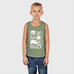 Майка детская хлопок Еда сон гонка, цвет: авокадо — фото 2