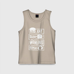 Майка детская хлопок Еда сон боулинг, цвет: миндальный