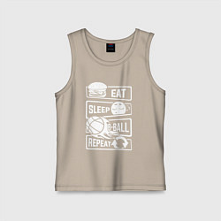 Майка детская хлопок Еда сон баскетбол, цвет: миндальный
