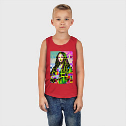 Майка детская хлопок Mona Lisa - mosaic pop art, цвет: красный — фото 2