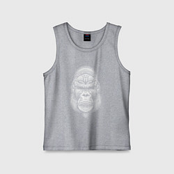 Майка детская хлопок Морда серьезной гориллы, цвет: меланж