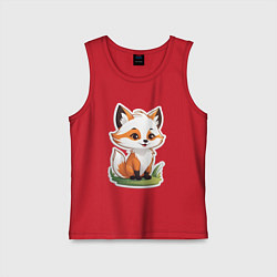 Майка детская хлопок Рыжая милая лисичка, цвет: красный