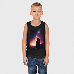 Майка детская хлопок Млечный путь и путник, цвет: черный — фото 2