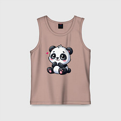 Майка детская хлопок Забавная маленькая панда, цвет: пыльно-розовый