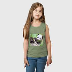 Майка детская хлопок Панда медвед, цвет: авокадо — фото 2