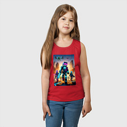 Майка детская хлопок Minecraft - cyberpunk ai art fantasy, цвет: красный — фото 2