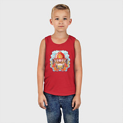 Майка детская хлопок Храбрый пожарный с усами, цвет: красный — фото 2