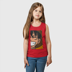 Майка детская хлопок Ван Пис Луффи Монки Д пиксельный, цвет: красный — фото 2