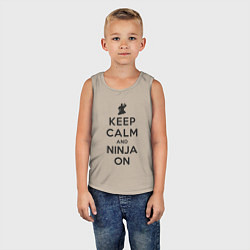 Майка детская хлопок Keep calm and ninja on, цвет: миндальный — фото 2