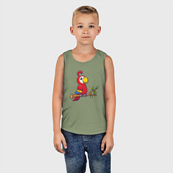 Майка детская хлопок Красный попугайчик, цвет: авокадо — фото 2