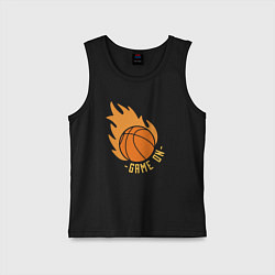 Майка детская хлопок Game on basketball, цвет: черный