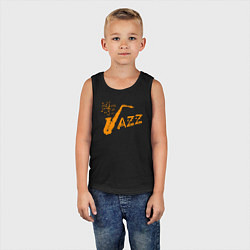 Майка детская хлопок Jazz sax, цвет: черный — фото 2