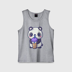 Майка детская хлопок Panda drink, цвет: меланж