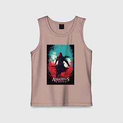 Майка детская хлопок Assassins creed red blue abstract, цвет: пыльно-розовый