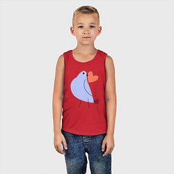 Майка детская хлопок Голубь с сердечком, цвет: красный — фото 2