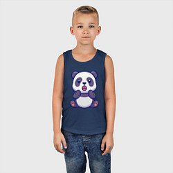 Майка детская хлопок Удивлённая панда, цвет: тёмно-синий — фото 2
