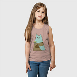 Майка детская хлопок Собачка птичка кошечка, цвет: пыльно-розовый — фото 2