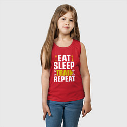Майка детская хлопок Eat sleep train, цвет: красный — фото 2
