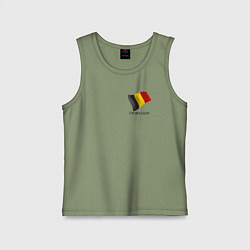 Майка детская хлопок Im Belgian - motto, цвет: авокадо